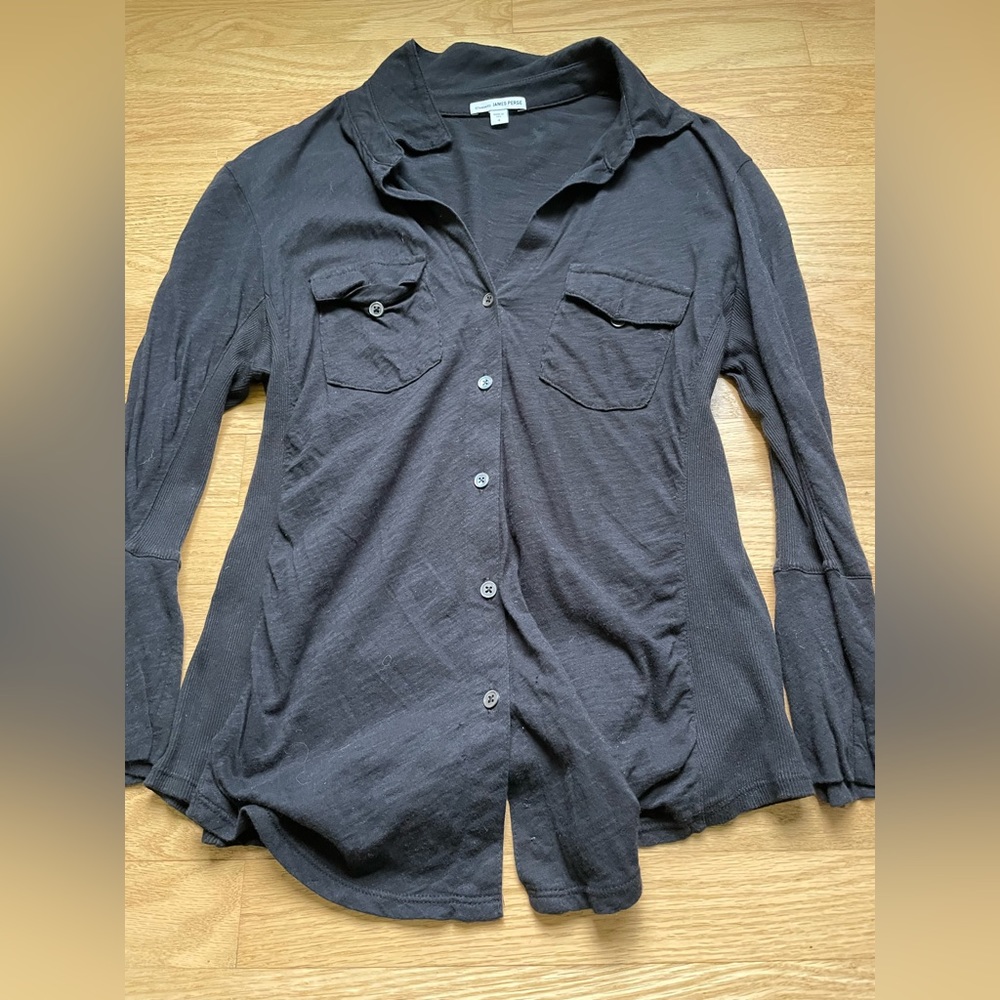 James Perse 100% black cotton knit shirt